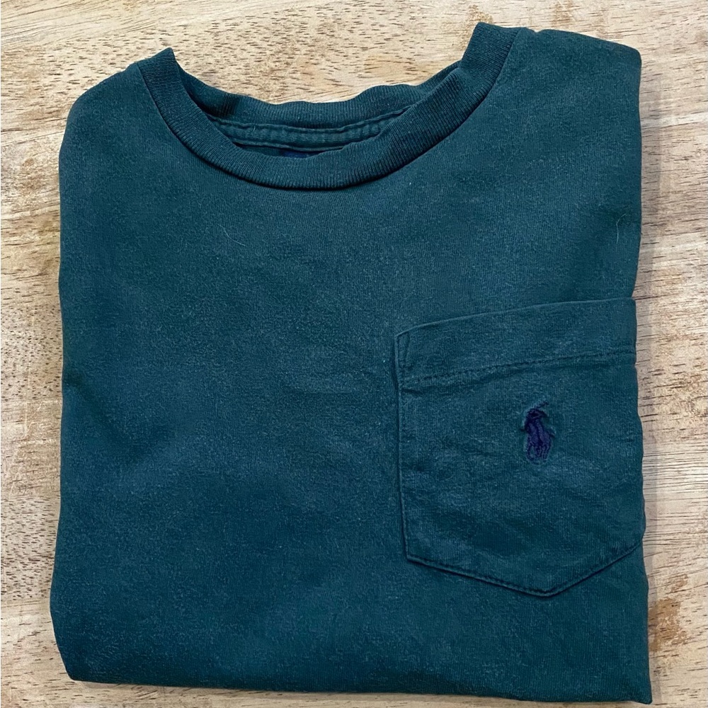 Vintage Polo Ralph Lauren Boys’ Sz 5 Dark Green Cotton Jersey Pocket Tee